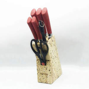 Набор ножей Rainberg RB-8806 на 8 предметов с ножницами и подставкой, из нержавеющей стали. KB-887 Цвет: красный